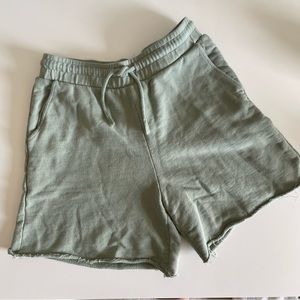 H&M Women’s Sage Green Sweatshirt Material Shorts with Elastic Waistband
